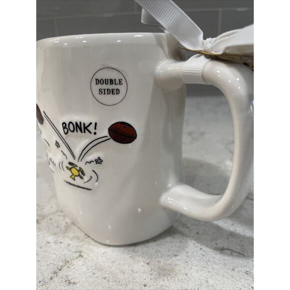 GAME DAY Football Rae Dunn x Peanuts Snoopy & Woodstock Coffee Tea 19oz Mug NEW - Picture 4 of 6